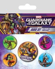 CurePink Set 5 placek - odznaků Marvel|Guardians of the Galaxy|Strážci Galaxie: Postavy (průměr 2,5 cm|3,8 cm)