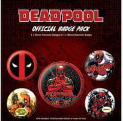 CurePink Set 5 placek - odznaků Deadpool: Outta the way (průměr 2,5 cm|3,8 cm)