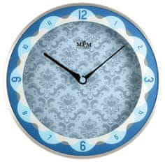 MPM QUALITY Designové kovové hodiny E01.2525, stříbrná/modrá