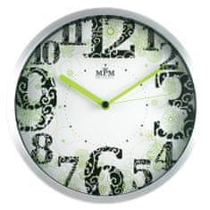 MPM QUALITY Designové kovové hodiny E01.2524, bílá/stříbrná