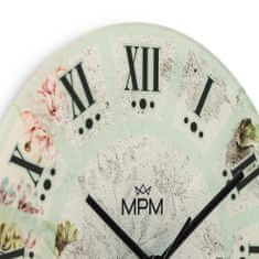 MPM QUALITY Nástěnné skleněné hodiny MPM Lente, bílá mix