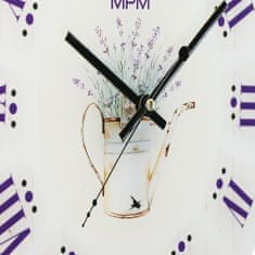 MPM QUALITY Nástěnné skleněné hodiny MPM Provence, bílá mix