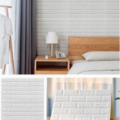 Vixson Tapeta na zeď imitace cihel, 3D tapeta, Samolepicí tapeta na zeď s cihlovým 3D vzorem (5ks), Bílá | BRICKSBY