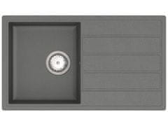 nabbi Granitový kuchyňský dřez se sifonem Eden ENB 02-76 75,5x43,5 cm - tmavě šedá