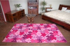 Dywany Lusczów Dětský koberec PUZZLE fialový, velikost 150x150