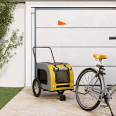 Petromila Vozík za kolo pro psa žlutý a šedý oxfordská tkanina a železo