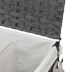 shumee Koš na prádlo s kolečky šedý 60 x 35 x 60,5 cm ratan
