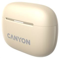 Canyon OnGo 10 ANC, TWS-10 ANC+ENC sluchátka s mikrofonem, BT V5.3 BT8922F, pouzdro 500mAh+40mAh, Quick charge, béžová