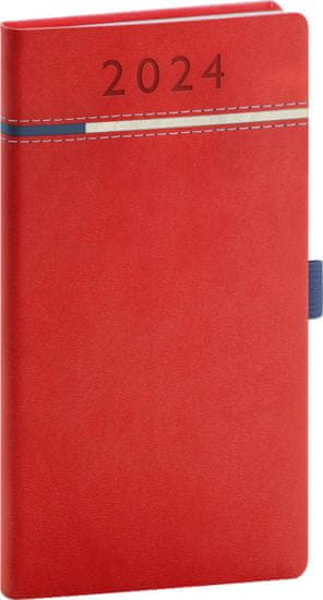 Tomy Diář 2024: - červenomodrý, kapesní, 9 × 15,5 cm