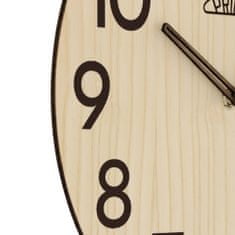 Dřevěné designové hodiny PRIM Genuine Veneer, světlé dřevo/hnědá (5350)