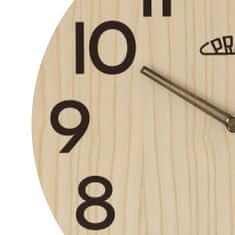 Dřevěné designové hodiny PRIM Genuine Veneer, světlé dřevo/hnědá (5350)