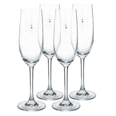 KONDELA TEMPO-KONDELA SNOWFLAKE CHAMPAGNE, sklenice na šampaňské, set 4 ks, s krystaly, 230 ml