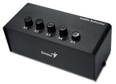 Genius Stereo Switching Box, Přepínač, audio, 2x RCA vstup, 5x 3,5mm jack výstup, stereo, černý