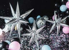 PartyDeco Fóliový balón hvězda stříbrná 3D 70cm