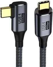 PremiumCord zahnutý kabel USB4 Gen 3x2 40Gbps 8K@60Hz 240W Thunderbolt 3, 0,3m