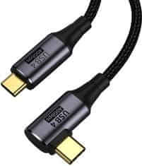 PremiumCord zahnutý kabel USB4 Gen 3x2 40Gbps 8K@60Hz 240W Thunderbolt 3, 0,8m
