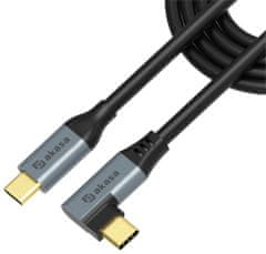 Akasa nabíjecí kabel USB-C, 90°, PD 100W, černá