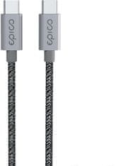 kabel USB-C, opletený, 240W, 2m, šedá