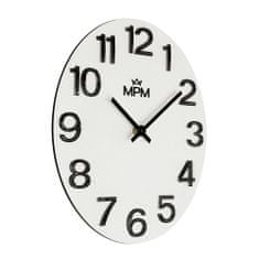 MPM QUALITY Dřevěné designové hodiny MPM Timber Simplicity, bílá/černá (0090)