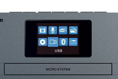  stylový mikrosystém sencor 5700wdb aux in vstup Bluetooth wifi technologie dab fm tuner cd mechanika nadčasový design usb port