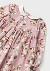 MAYORAL růžové šatičky s květinovým vzorem s bílým límečkem a elastickými manžetami na rukávech Velikost: 24m/92cm
