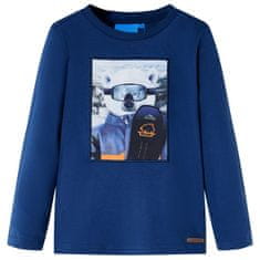 Greatstore Dětské tričko s dlouhým rukávem Medvěd džínově modré 92