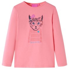 shumee Dětské tričko s dlouhým rukávem Kočka růžové 128