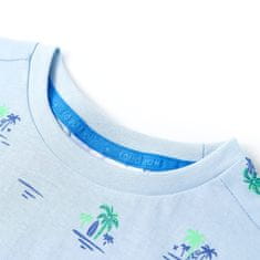 Vidaxl Dětské tričko potisk kokosových palem světle modré 140