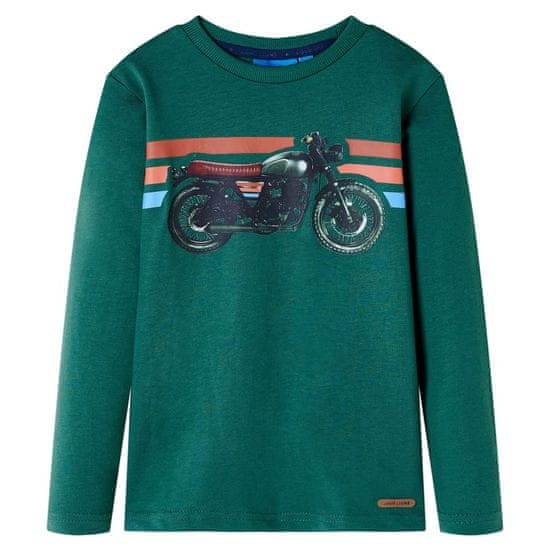 Vidaxl Dětské tričko s dlouhým rukávem Motorka zelené 128