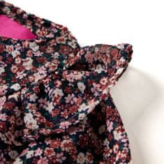 Vidaxl Dětská košile s dlouhým rukávem květinový potisk tmavě růžová 104
