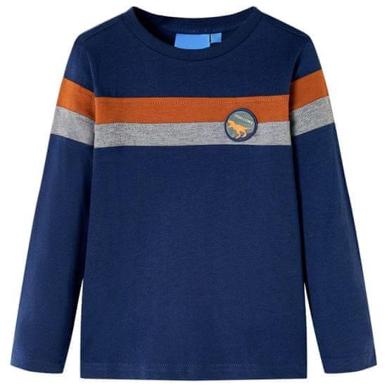 Vidaxl Dětské tričko s dlouhým rukávem logo s dinosaurem námořnicky modré 104