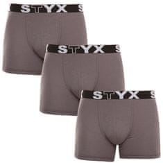 Styx 3PACK pánské boxerky long sportovní guma tmavě šedé (3U1063) - velikost L