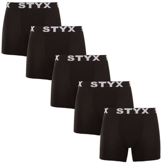 Styx 5PACK pánské boxerky long sportovní guma černé (5U960)