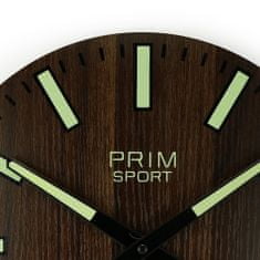 Prim Dřevěné designové hodiny PRIM Luminescent Sport II, bílá/hnědá