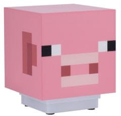 CurePink Plastová dekorativní a zvuková 3D lampa Minecraft: Prasátko (9 x 11 x 9 cm)