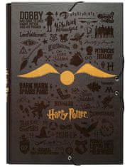CurePink Složka s 3 klopami Harry Potter: Zlatonka (26 x 34 x 2 cm)
