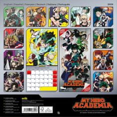 CurePink Oficiální nástěnný kalendář 2024 s plakátem My Hero Academia (30 x 30|60 cm)
