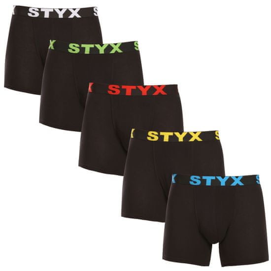Styx 5PACK pánské boxerky long sportovní guma černé (5U9601)
