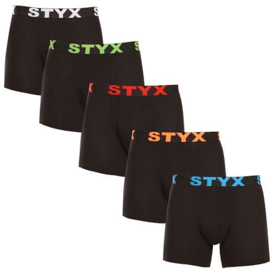 Styx 5PACK pánské boxerky long sportovní guma černé (5U9602)