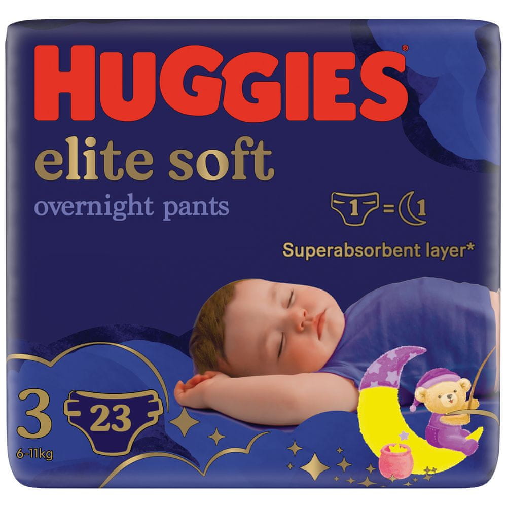Levně Huggies Elite Soft Pants Over Night č. 3 - 23 ks