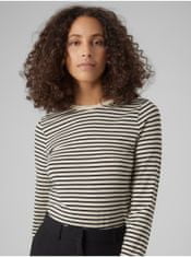 Vero Moda Černo-krémové dámské pruhované tričko Vero Moda Fiona XL