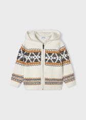 MAYORAL chlapecký pletený svetr světlý s žakárovým motivem a kapucí, zapínáním na zip Velikost: 5/110
