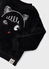 MAYORAL černý svetřík s výšivkou kočičí hlavy, elastické manžety, kulatý výstřih Velikost: 8/128