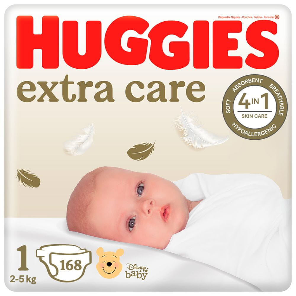 Huggies měsíční balení 2x Extra Care Newborn č.1 -168ks