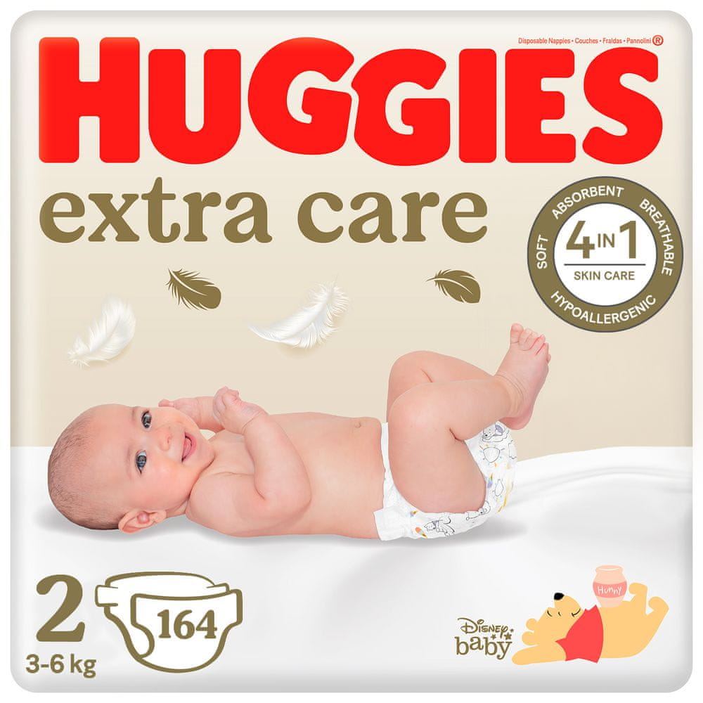 Levně Huggies měsíční balení Extra Care Newborn č.2 - 164 ks