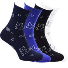 Zdravé Ponožky Zdravé ponožky - dámské vzorované zdravotní ruličkové ponožky kočičky 6105424 4-pack, 35-38