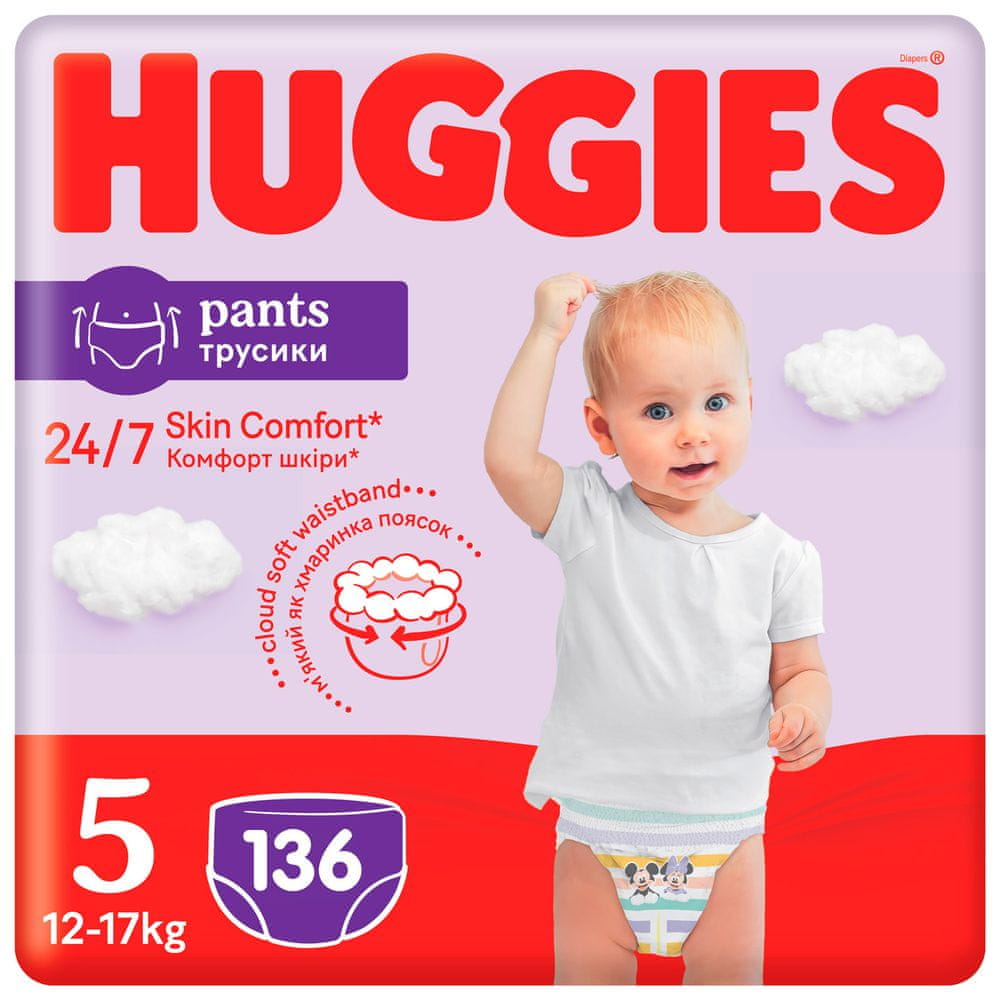 Levně Huggies Pants 5 Jumbo (12-17 kg) 136 ks (4x34 ks) - Měsíční balení
