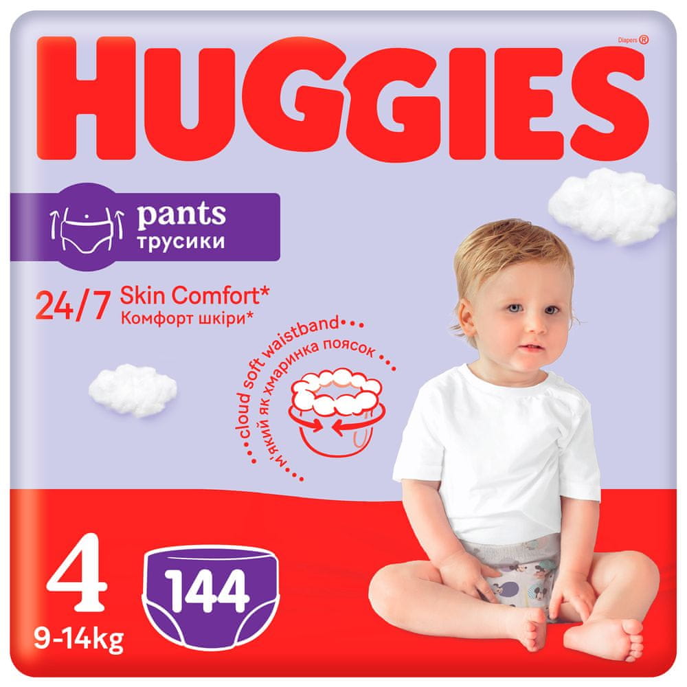Levně Huggies Pants 4 (9-14 kg) Jumbo 144 ks (4x36 ks) - Měsíční balení
