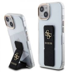Guess Zadní kryt PU Grip Stand 4G Metal Logopro iPhone 15 Black