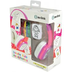 AV:link Doodle DIY, dětská sluchátka s vlastním motivem, růžová